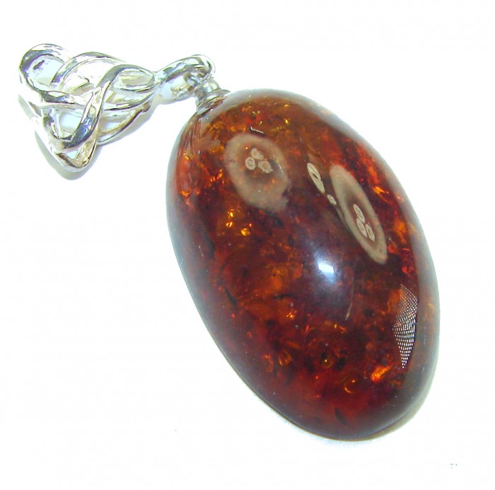 Prehistoric Authentic Baltic Amber .925 Sterling Silver beautifully handcrafted Pendant