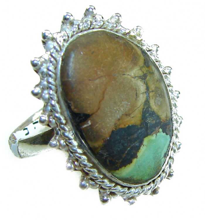 Rare Turquoise .925 Sterling Silver handcrafted Large ring; s. 8
