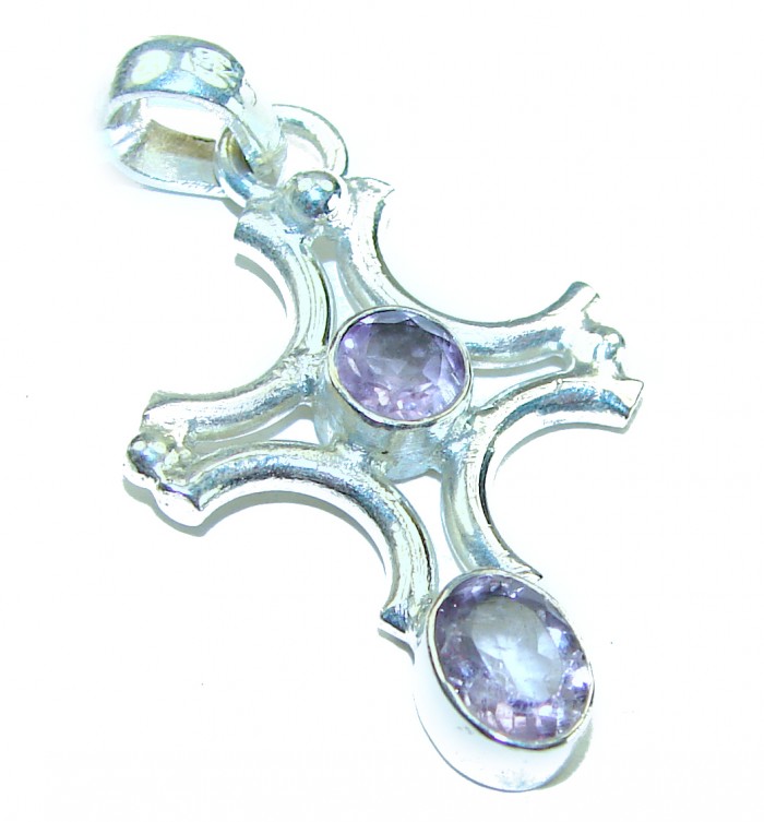 Precious Holy Cross Amethyst .925 Sterling Silver Pendant / Cross