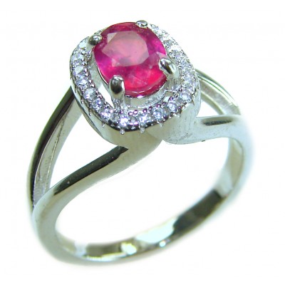 Spectacular Authentic 4.3 carat Ruby .925 Sterling Silver handmade Cocktail Ring s. 7 1/4