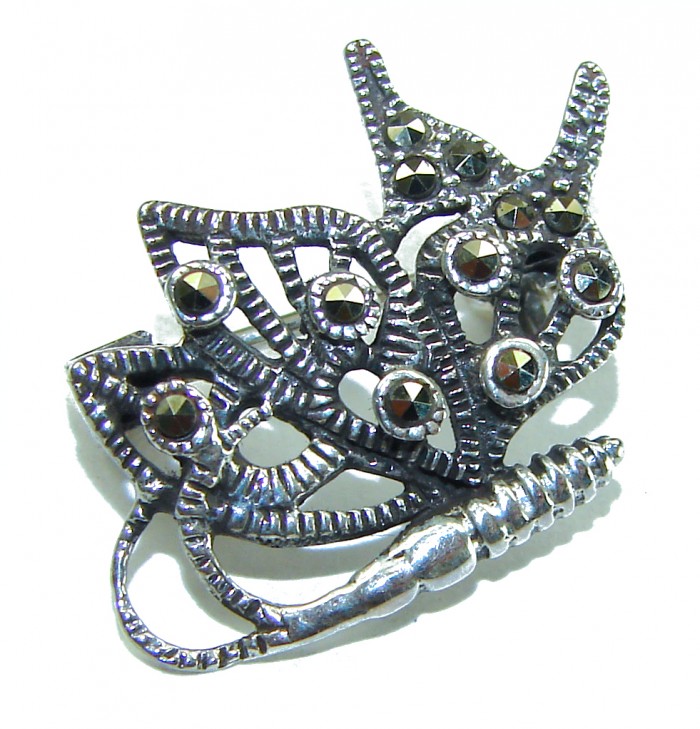Marcasite .925 Sterling Silver handmade Pendant Brooch