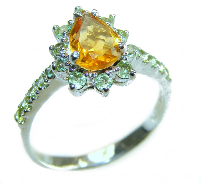 Golden Treasure 4.5 carat Citrine .925 Sterling Silver Handcrafted Ring size 7 1/4