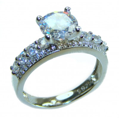 Luxurious 4.2 carat White Topaz .925 Sterling Silver handcrafted Ring s. 7