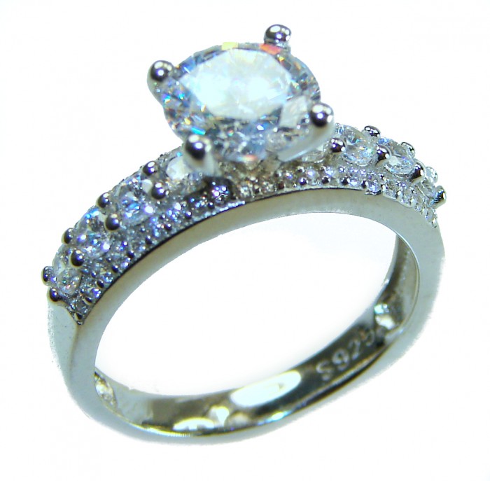 Luxurious 4.2 carat White Topaz .925 Sterling Silver handcrafted Ring s. 7