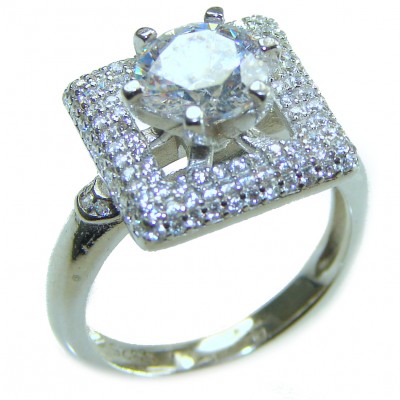Luxurious 4.2 carat White Topaz .925 Sterling Silver handcrafted Ring s. 7 1/2