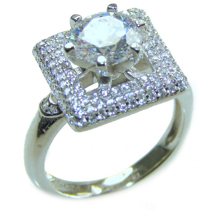 Luxurious 4.2 carat White Topaz .925 Sterling Silver handcrafted Ring s. 7 1/2