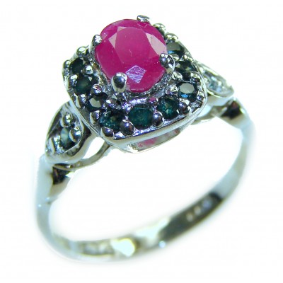 4.6 ctw Ruby .925 Sterling Silver handcrafted Statement Ring size 7