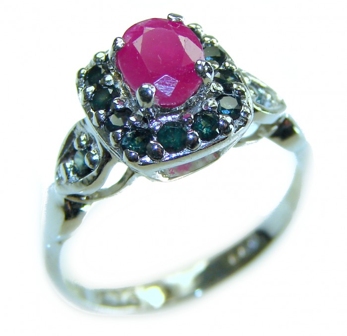 4.6 ctw Ruby .925 Sterling Silver handcrafted Statement Ring size 7