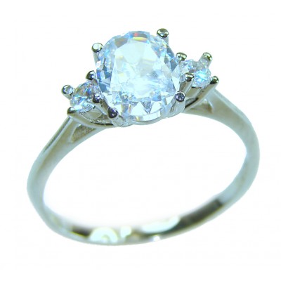 Luxurious 4.2 carat White Topaz .925 Sterling Silver handcrafted Ring s. 6