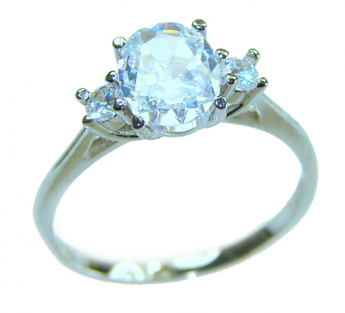 Luxurious 4.2 carat White Topaz .925 Sterling Silver handcrafted Ring s. 6