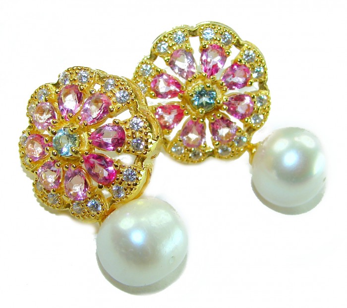 Sublime Pearl Pink Topaz 14K Gold over .925 Sterling Silver handcrafted Earrings