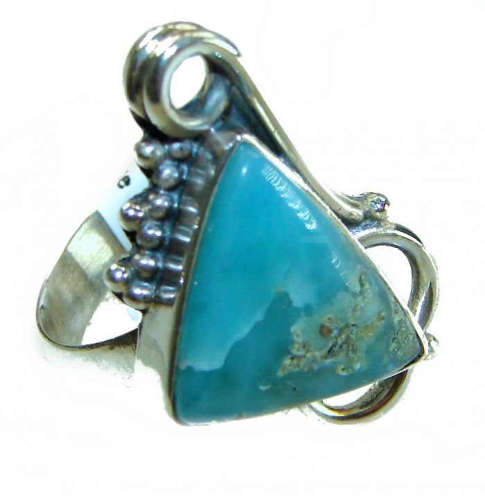 Blue Perfection AUTHENTIC Larimar .925 Sterling Silver handmade Large ring size 8