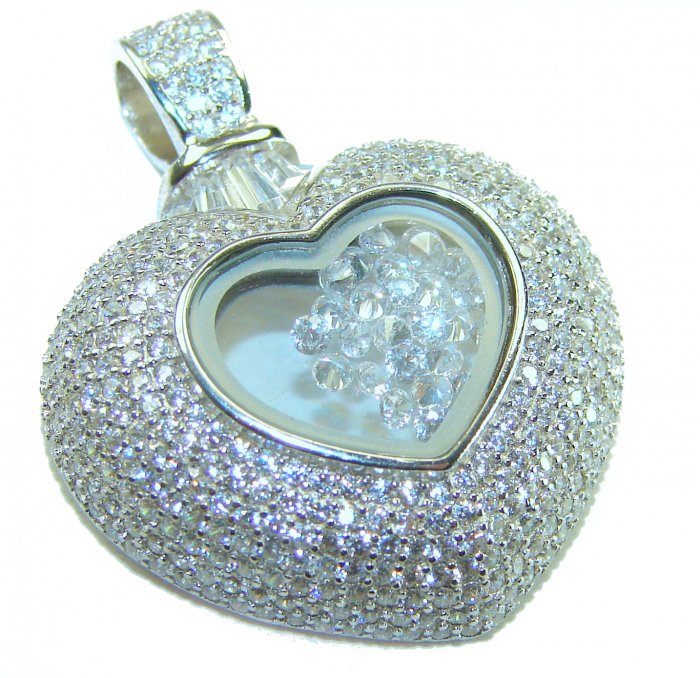 Precious Heart - Floating Memories 4.5 carat White Sapphire .925 Sterling Silver Handcrafted Statement pendant - video