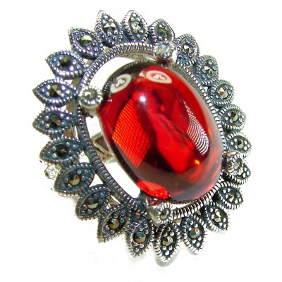Bella Rosa Genuine 28.8 CARAT Ruby .925 Sterling Silver Large Statement Ring size 8