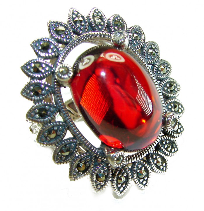 Bella Rosa Genuine 28.8 CARAT Ruby .925 Sterling Silver Large Statement Ring size 8