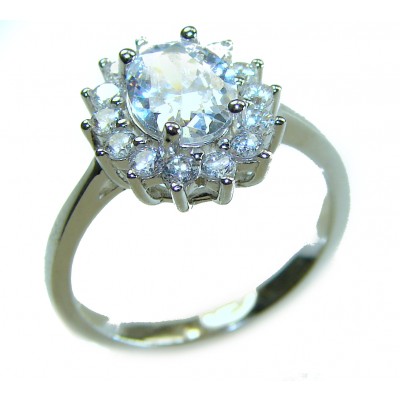 Allure Natural 7.2 carat White Topaz .925 Sterling Silver handcrafted Ring s. 7