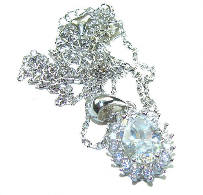 Allure Natural 7.2 carat White Topaz .925 Sterling Silver handcrafted Statement necklace