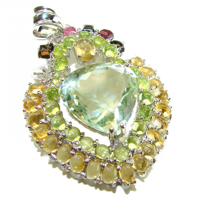 Green Ivy 25.5 carat Green Amethyst - Prasolite .925 Sterling Silver handcrafted pendant - video