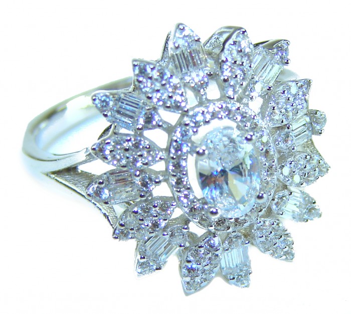 Luxurious 11.2 carat White Topaz .925 Sterling Silver handcrafted Ring s. 7 1/4
