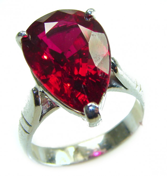 Bella Rosa Genuine 18.8 CARAT Ruby .925 Sterling Silver Large Statement Ring size 8