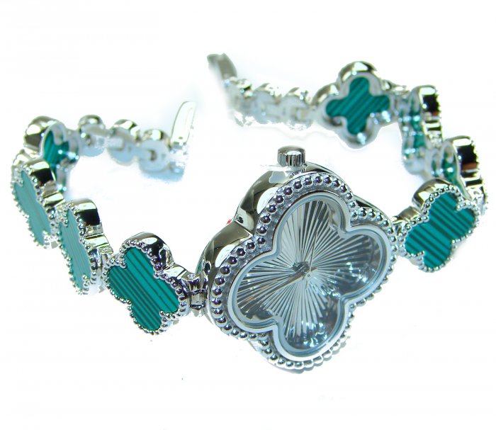 Precious Authentic inlay Australian Malachite .925 Sterling Silver handmade Bracelet Watch - video