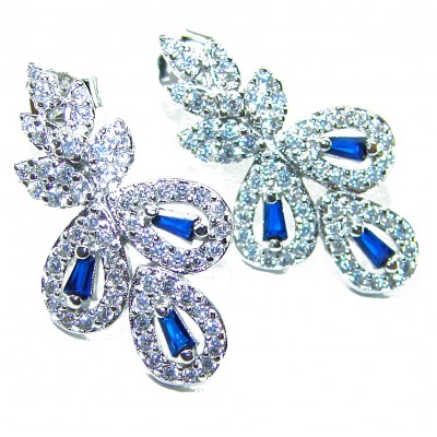Art Deco - Luxurious natural 2.5 carat Sapphire .925 Sterling Silver Perfectly handcrafted earrings