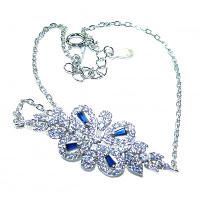 Art Deco - Precious genuine 4.9 carat Sapphire .925 Sterling Silver handcrafted Bracelet
