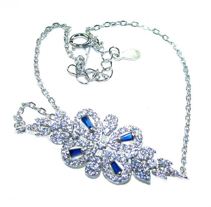 Art Deco - Precious genuine 4.9 carat Sapphire .925 Sterling Silver handcrafted Bracelet