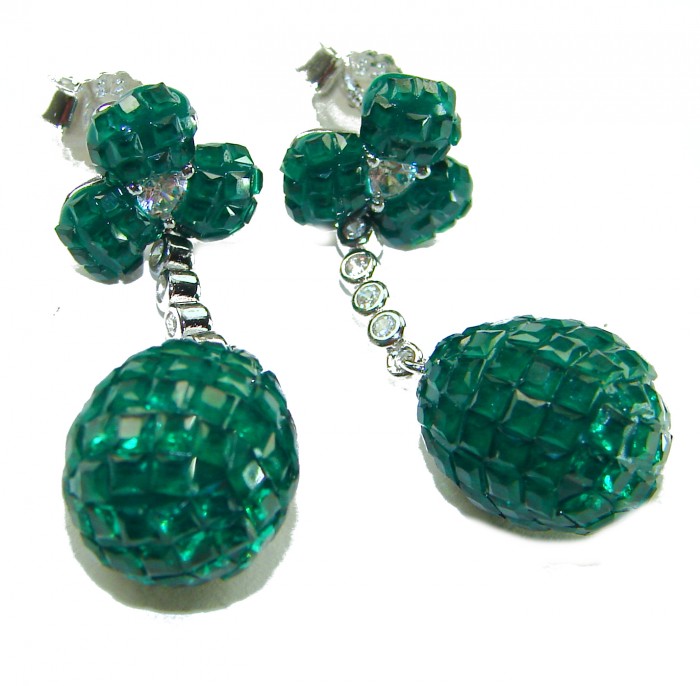 Giovanna - Authentic 21.9 carat Emerlad .925 Sterling Silver handcrafted earrings