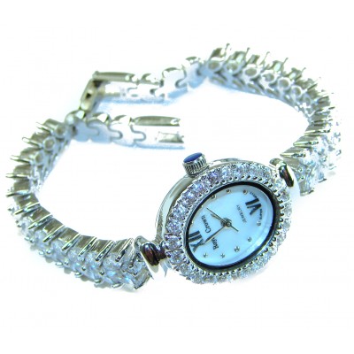 Precious 118.8 carat White Topaz .925 Sterling Silver handmade Bracelet - Watch