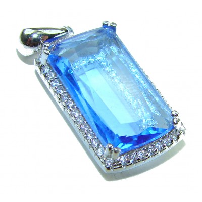 Pacifica 12.5 carat authentic Blue Topaz .925 Sterling Silver Handcrafted pendant