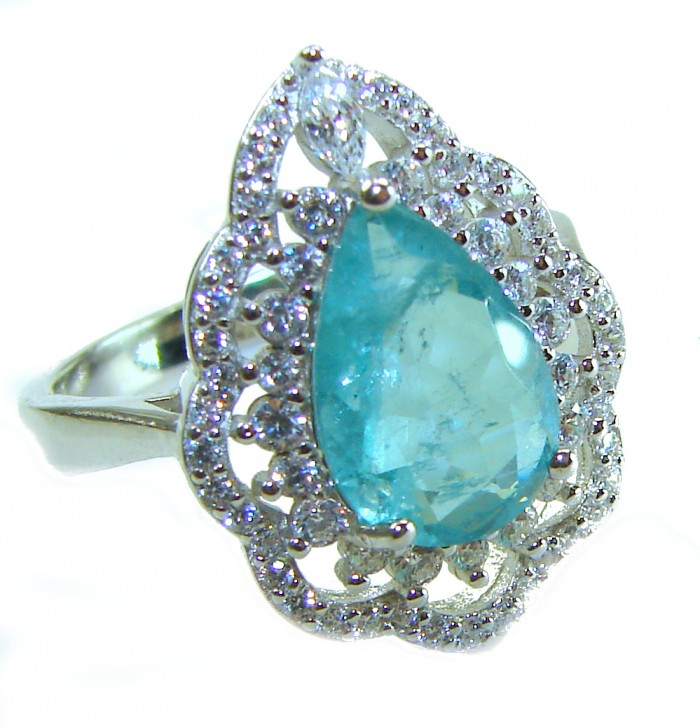 14.9 carat authentic Aquamarine .925 Sterling Silver Handcrafted Ring size 8 1/4