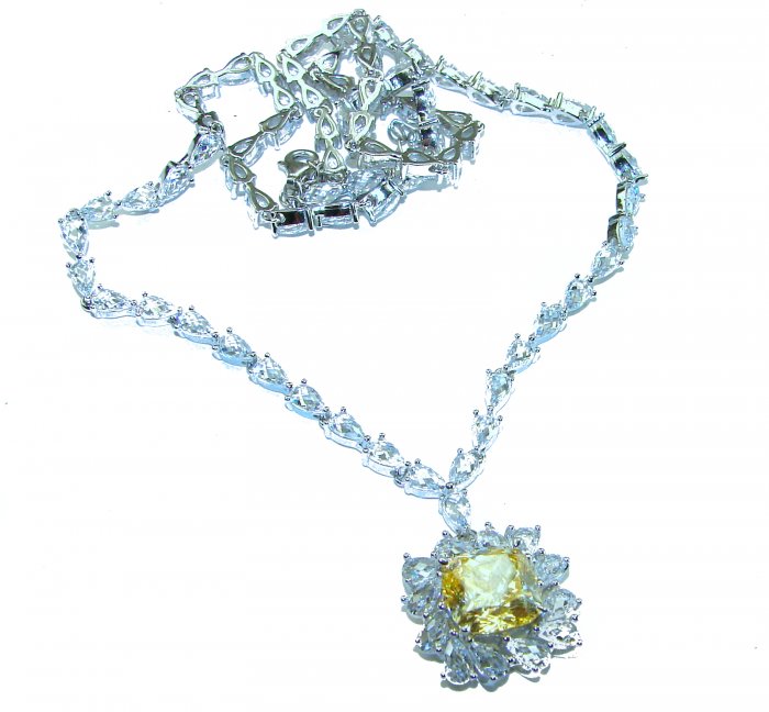 Golden - yellow Montana Sapphire .925 Sterling Silver handcrafted Statement Necklace - video