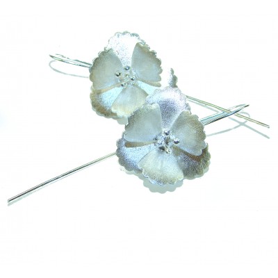 Silver Flowers Italy made .925 Sterling Silver Earrings
