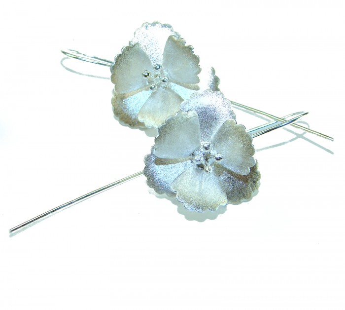 Silver Flowers Italy made .925 Sterling Silver Earrings