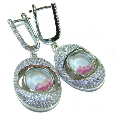 Floating Memories 11.5 carat Pink Sapphire .925 Sterling Silver Handcrafted Statement earrings
