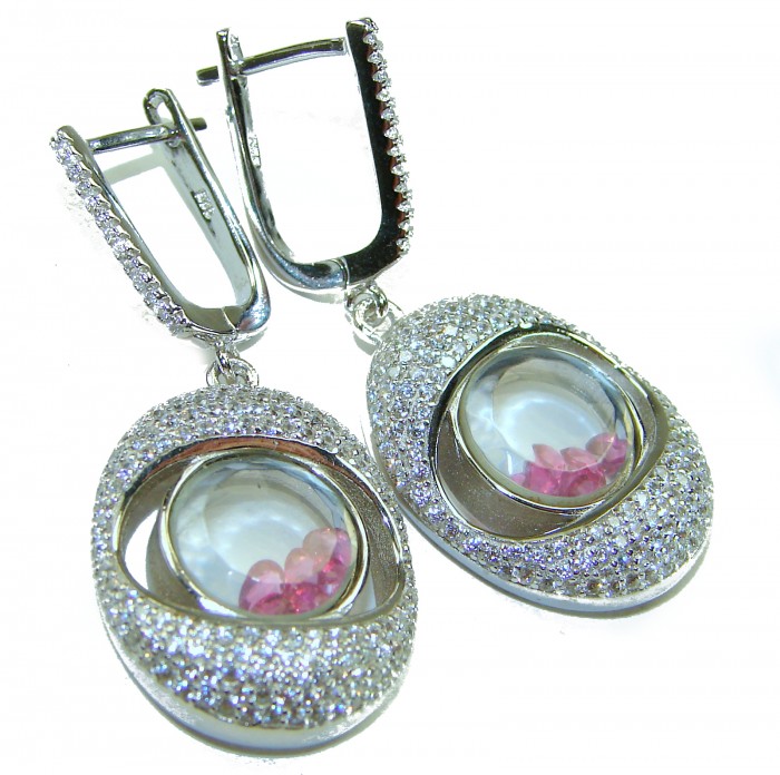 Floating Memories 11.5 carat Pink Sapphire .925 Sterling Silver Handcrafted Statement earrings