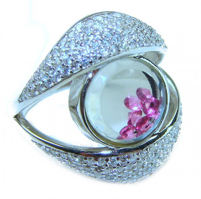 Floating Memories 12.5 carat Pink Sapphire .925 Sterling Silver Handcrafted Ring size 8 - video
