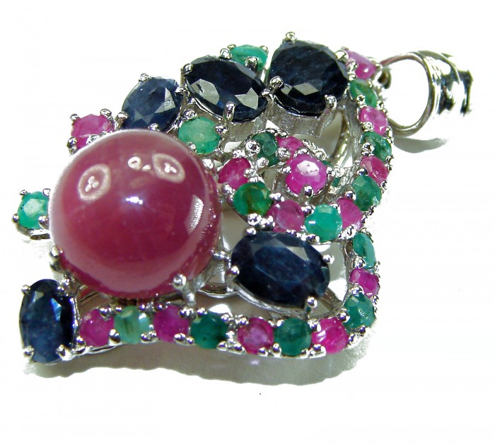 Francesca - authentic Ruby Emerald Sapphire .925 Sterling Silver handcrafted Pendant