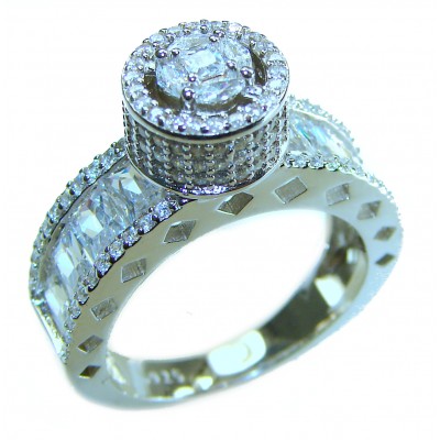 Large and Solid Luxurious 9.2 carat White Topaz .925 Sterling Silver handcrafted Ring s. 8