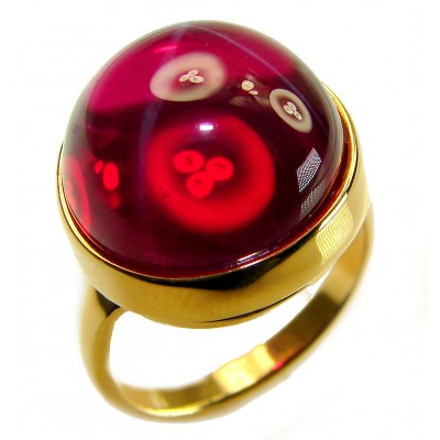 Bella Rosa Genuine 12.8 CARAT Star Ruby 18k GOLD OVER .925 Sterling Silver Statement Ring size 8