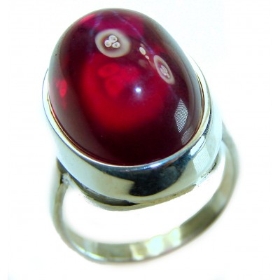 Bella Rosa Natural 18.4 carat Ruby .925 Sterling Silver handmade Statement Ring size 6