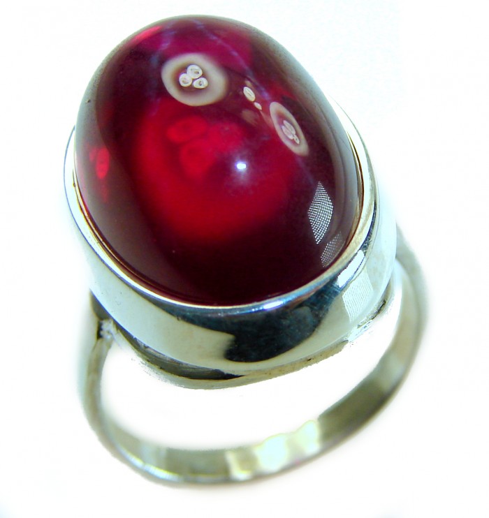 Bella Rosa Natural 18.4 carat Ruby .925 Sterling Silver handmade Statement Ring size 6