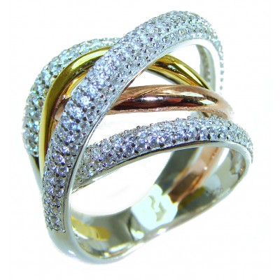 Golden Galaxy Genuine 8.8 carat 18K White Gold over .925 Sterling Silver handmade Ring size 7 1/4
