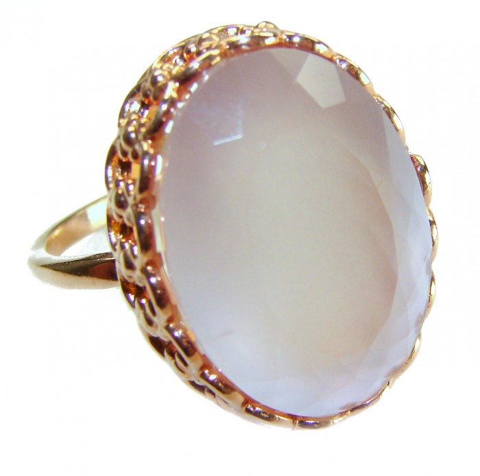 Authentic 29.5 carat Brazilian Rose Quartz 18K Rose Gold over .925 Sterling Silver incredible Ring size 10
