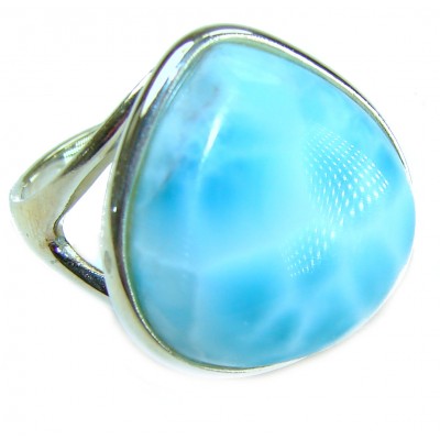 Caribbean Beauty 15.5 carat Genuine perfectly Blue Larimar .925 Sterling Silver handmade LARGE ring size 7