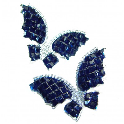 Magnificent Jewel Sapphire Butterflies .925 Sterling Silver handcrafted incredible earrings