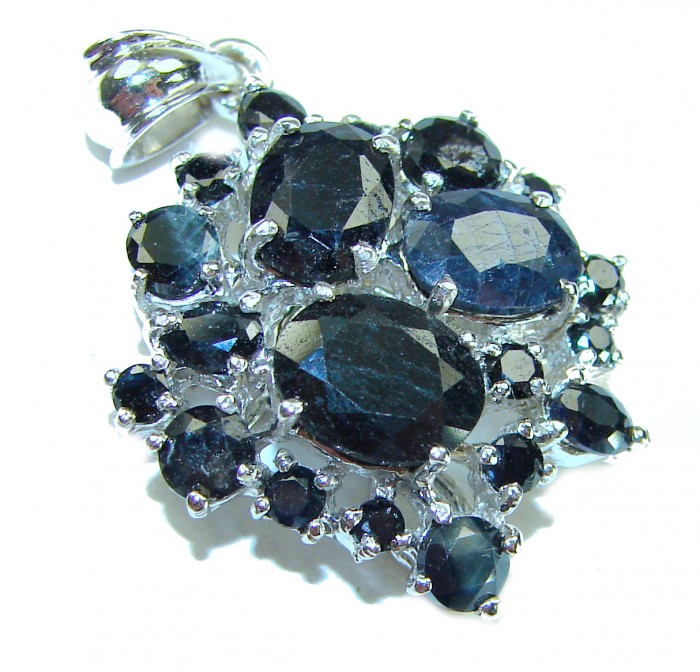Incredible pear cut 22.4 carat Sapphire .925 Sterling Silver handcrafted pendant