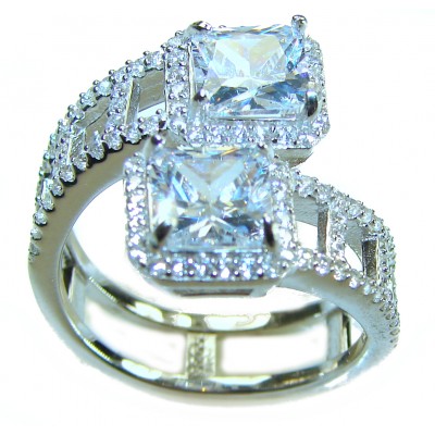 Allure Natural 11.2 carat White Topaz .925 Sterling Silver handcrafted Ring s. 8