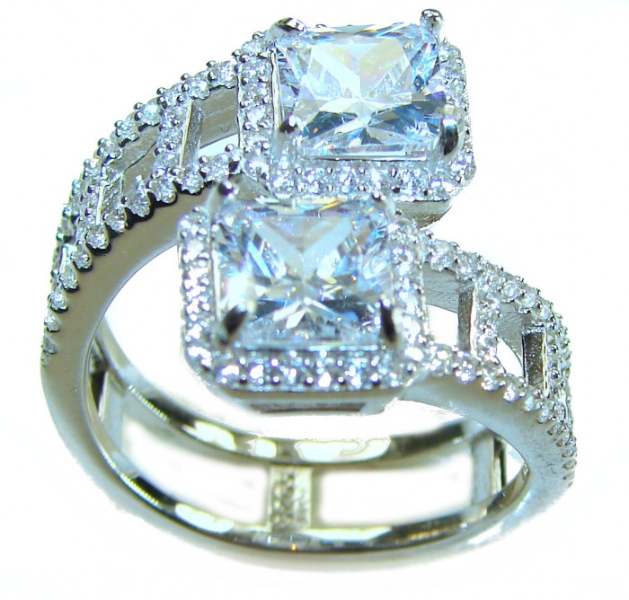 Allure Natural 11.2 carat White Topaz .925 Sterling Silver handcrafted Ring s. 8